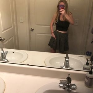 Olive Green, Linen Mini Skirt